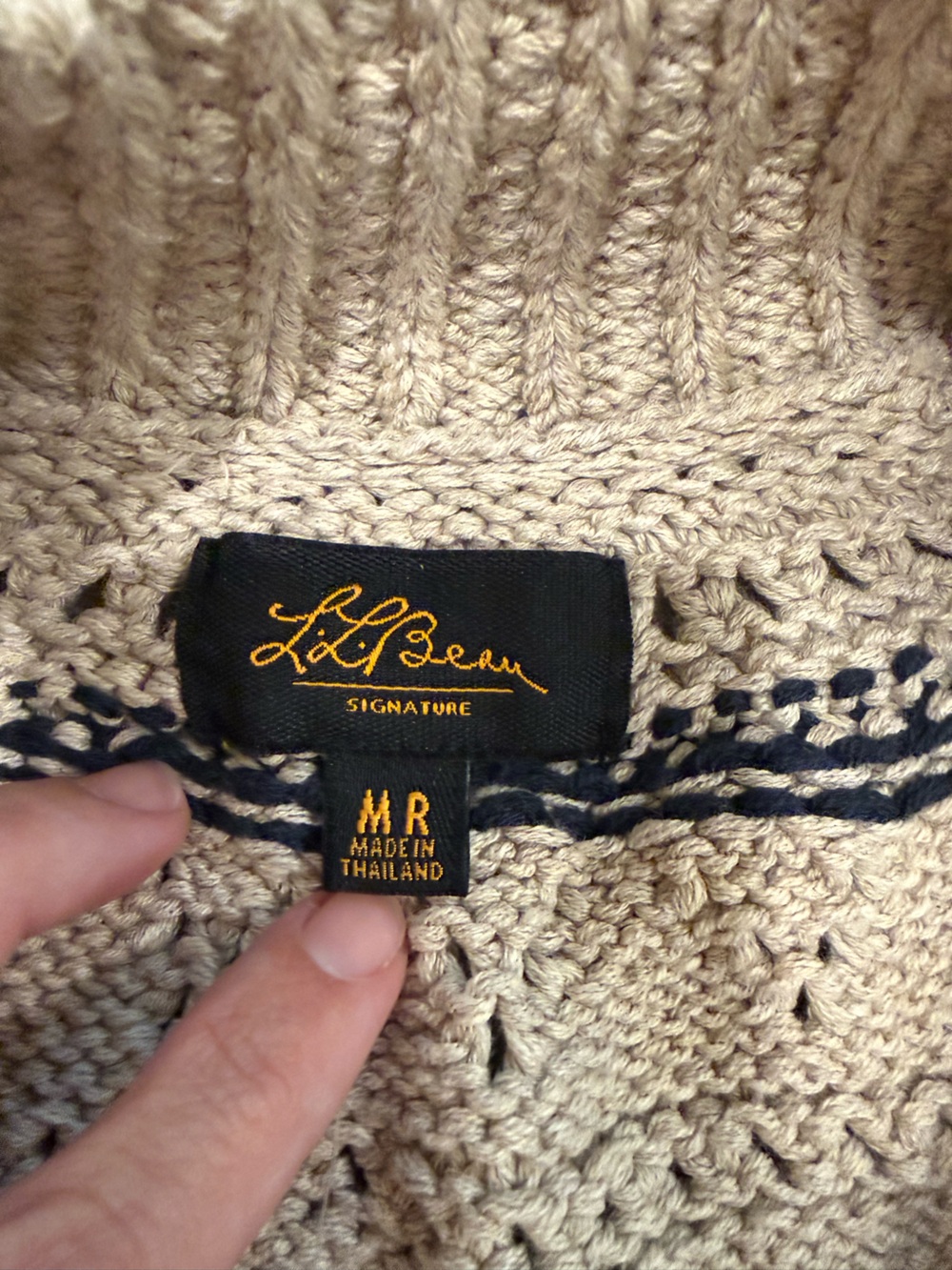 L.L.Bean Women's Signature Cotton Fisherman Sweater in River Rock Dog Fair Isle - Picture 4 of 7